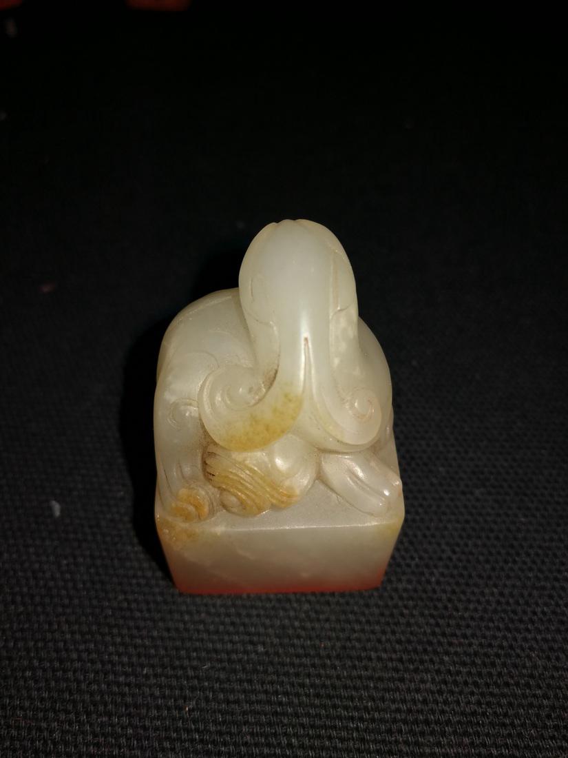 Old Chinese White Hetian Jade Lion Button Seal (1 of 6)