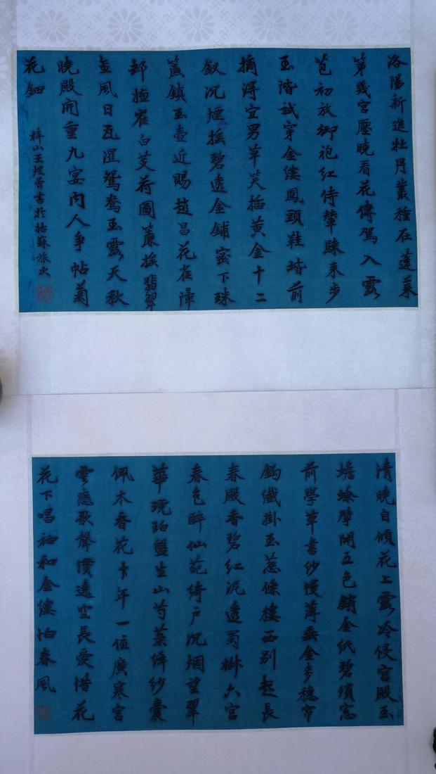 Two Qing Dy Chinese Wang Yuceng Calligraphy Embroidery (1 of 9)