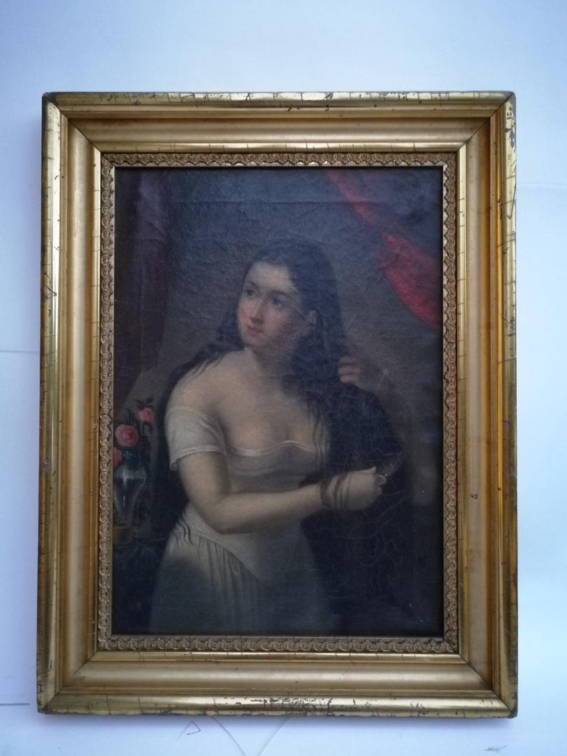 Attribute of Lam Qua Early Chinese Oil Figure Painting: Attribute of Lam Qua Early Chinese Oil Figure Painting 19th Centure. 15 1/8 x 11 inches ( 18.5 x 28 cm ).