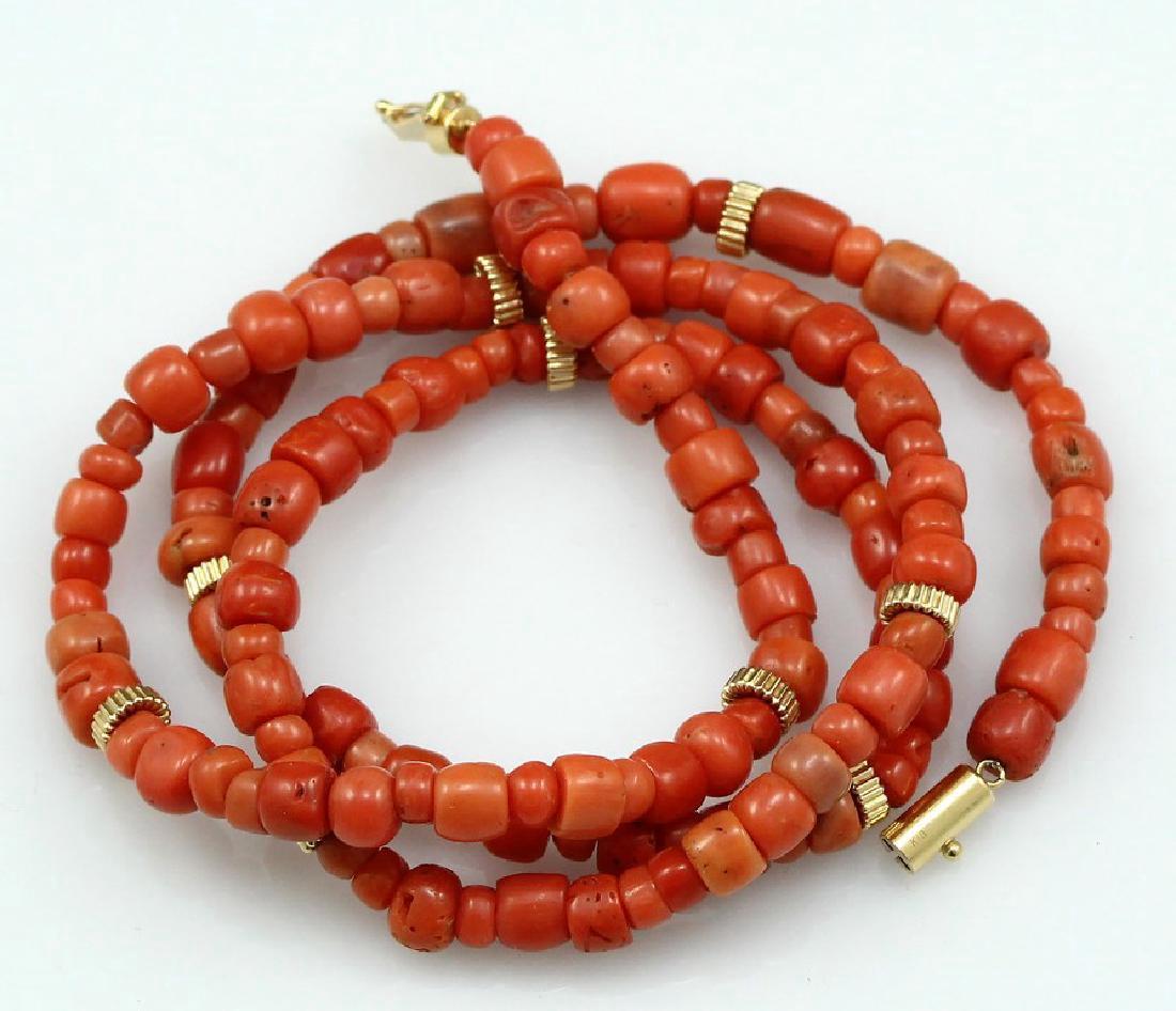 A Coral and 14K Gold Beads Necklace (1 of 3)