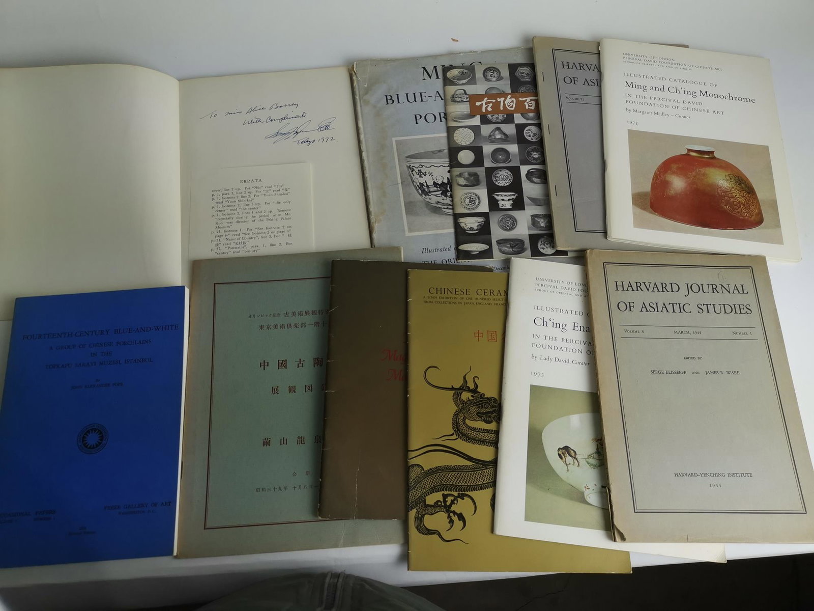 11 Copies of Early 20th C. Chinese Ceramics Book: 11 Copies of Early 20th C. Chinese Ceramics Book. Provenance: Alice Boney's Collected. Largest One 8 1/2 x 11 1/8 inches.
