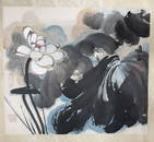 ZHANG DAQIAN(1899-1983) WHITE LOTUS PAINTING LENS