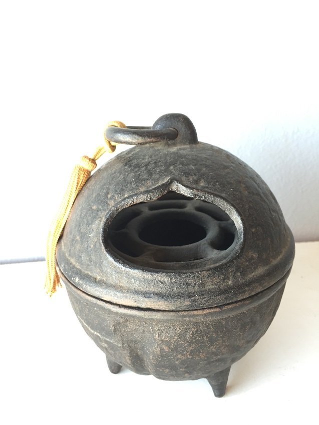 Japanese Iror Incense Burner: Japanese Iror Incense Burner. High 6 3/4 inches, diameter 6 inches.