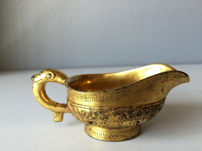 Chinese Gilt Bronze Cup Dragon Handle (1 of 9)