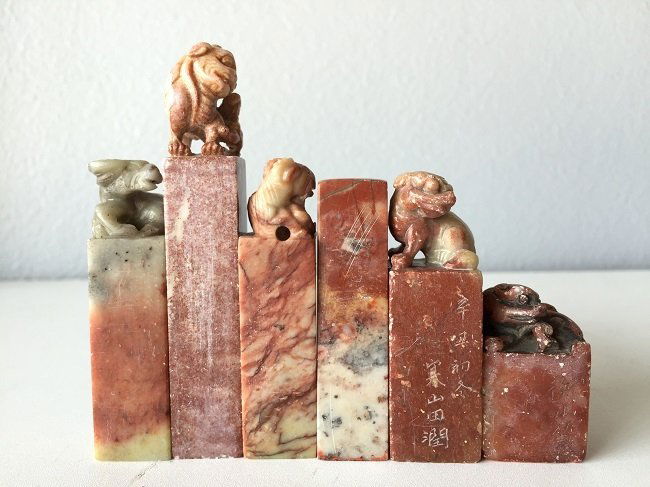 Six Old Chinese Shoushan Stone Carving Seals (1 of 5)