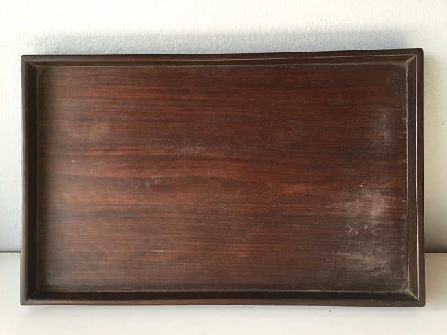 Chinese Hardwood Tea Tray: Chinese Hardwood Tea Tray. 1 5/16 x 18 1/8 x 11 inches.