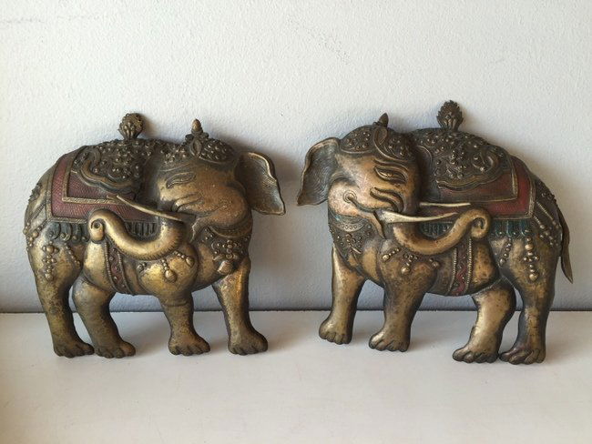 Pair of Tibet Copper Elephants (1 of 6)