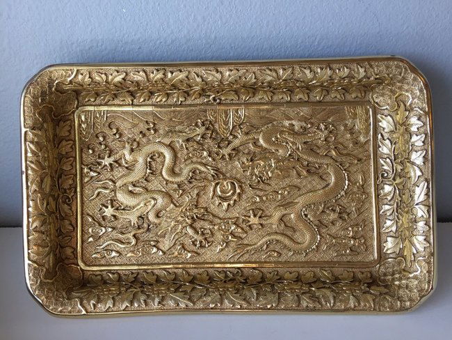 Chinese Gilt Lacquer Tray DaMingYongLeNianZhi (1 of 10)