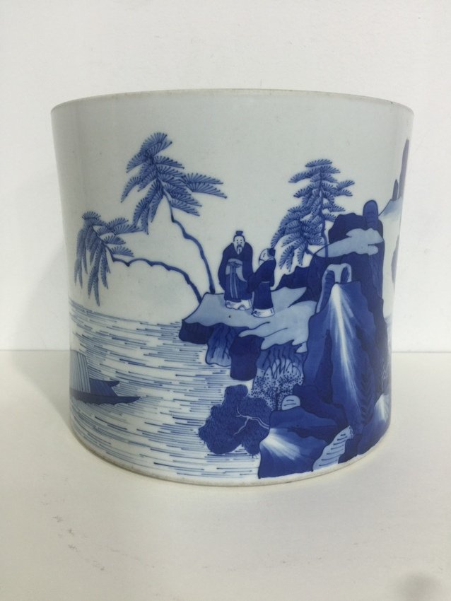 Chinese White and Blue Porcelain Brush Pot (1 of 10)