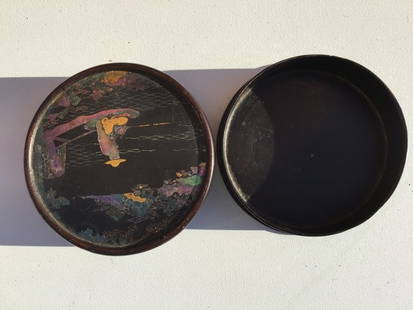 Precious Chinese Scholar's Lacquer Box Inlaid Mother: Precious Chinese Scholar's Lacquer Box Inlaid Mother. Provenance: Jí Zhēn Zhāi Collected, published in 1997. 3 x 3 x 1 inches.