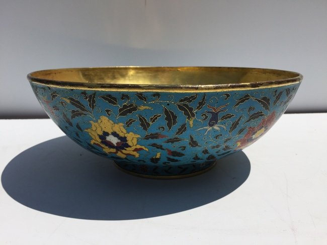 Big Chinese Cloisonne Bowl DaMingXuanDeNianZhi Mark (1 of 9)