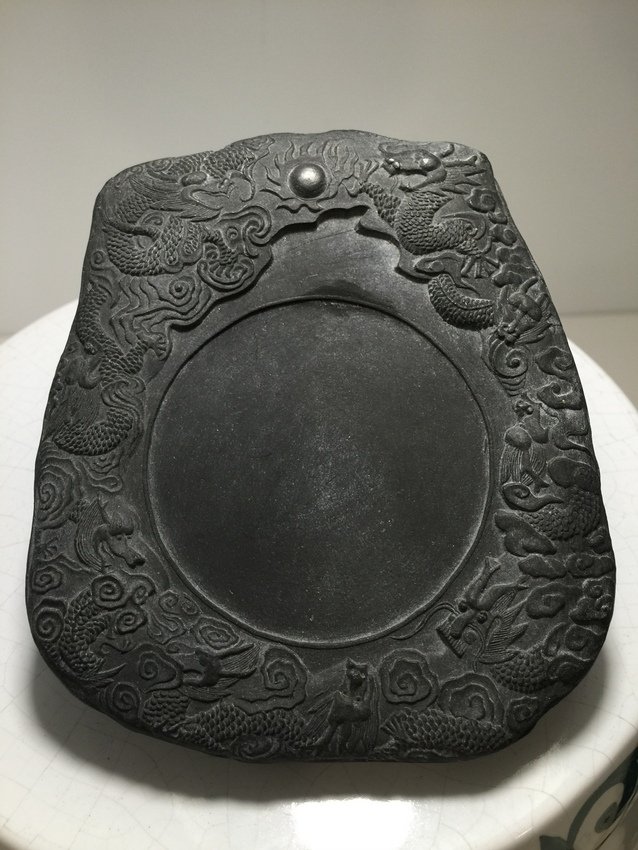 Chinese Scholar's Ink Plate In Inkstone Shape: Chinese Scholar's Ink Plate In Inkstone Shape. 5 1/8 x 4 1/2 x 3/4 inches.
