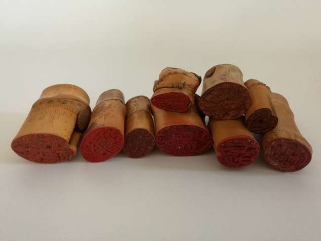 Group of Nine Chinese Bamboo Carving Seals (1 of 7)