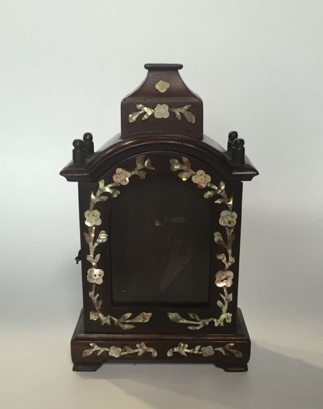 Chinese Rosewood Clock Frame Inlaid with Mother (1 of 5)