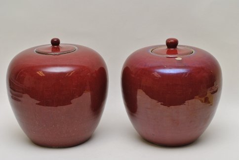 PAIR OF CHINESE RED PORCELAIN JAR (1 of 6)