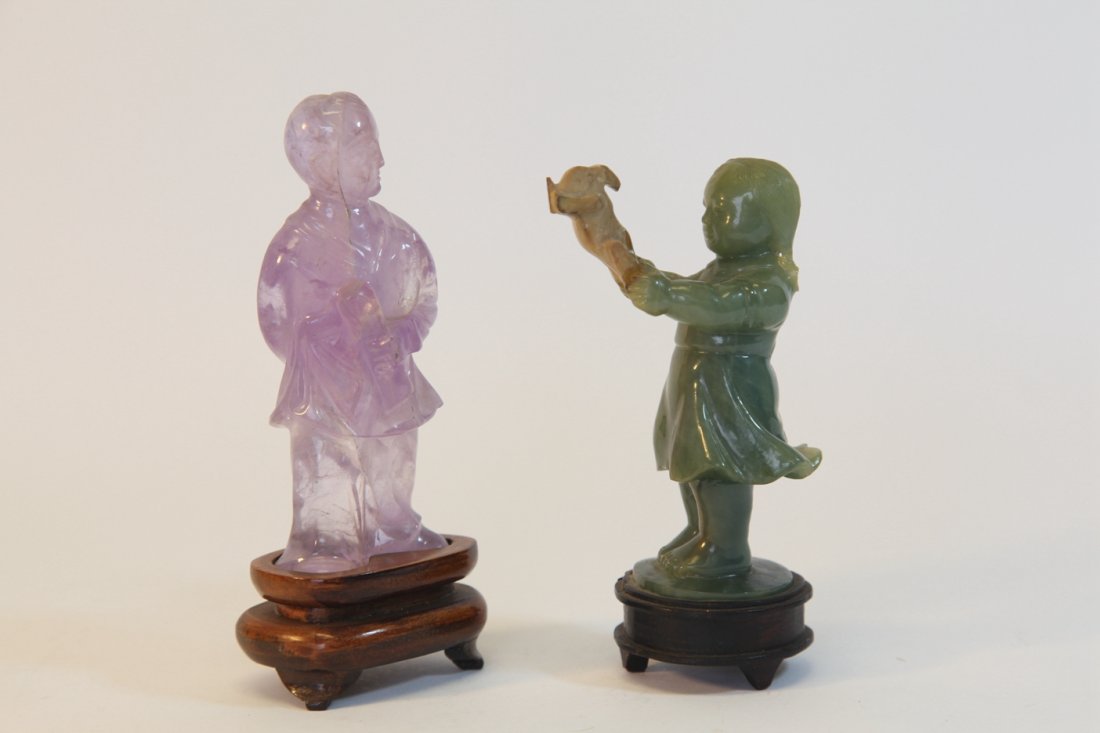 Chinese cultural revolution crystal and jade figure lot (1 of 6)