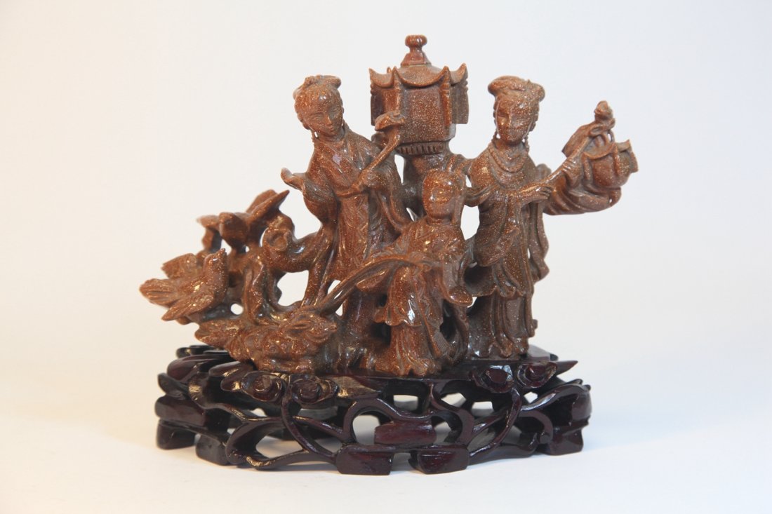 Chinese stone figure statue with stand (1 of 5)