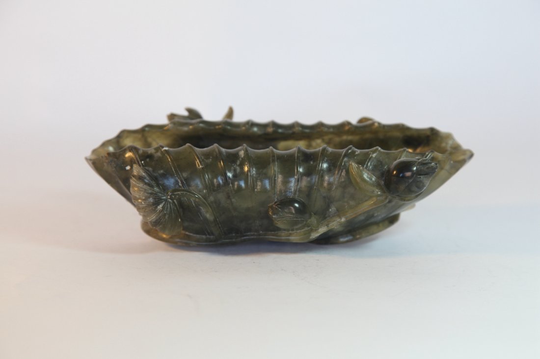Chinese Jade brush washer: Size: H: 2." W:7" inch, Good Condition NO BUYER'S PREMIUM!!!!