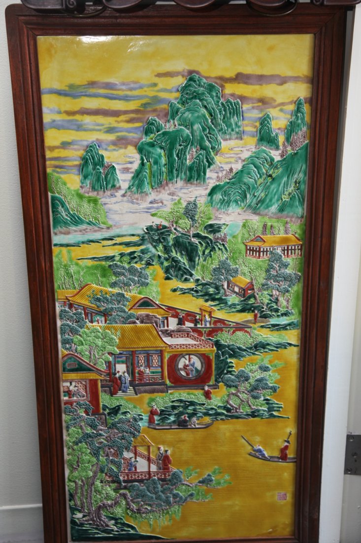 Chinese Framed Famille Rose Porcelain Plaque (1 of 7)