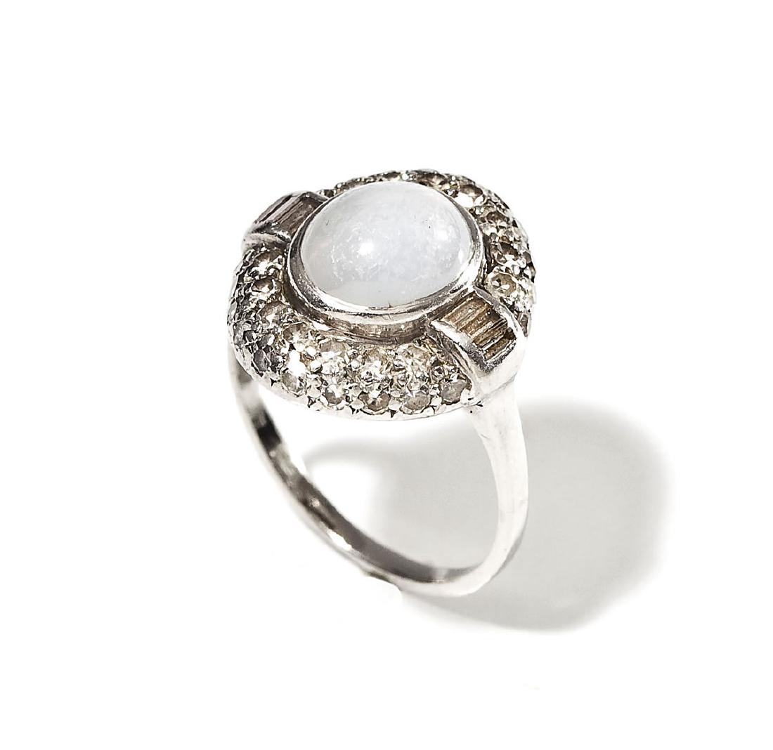 Deco Platinum, Star Sapphire & .6 CTW Diamond Ring (1 of 2)