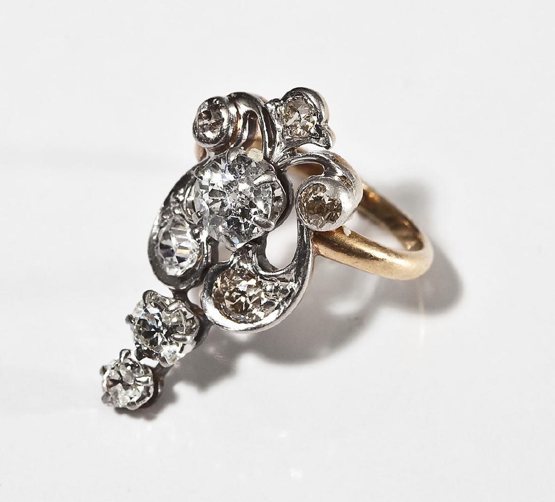 Antique Platinum & 14K 1.6 CTW Diamond Scroll Ring (1 of 4)