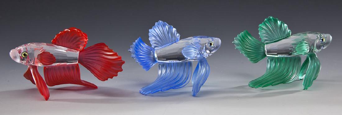 3 Swarovski Siamese Fighting Fish in OBs (1 of 3)