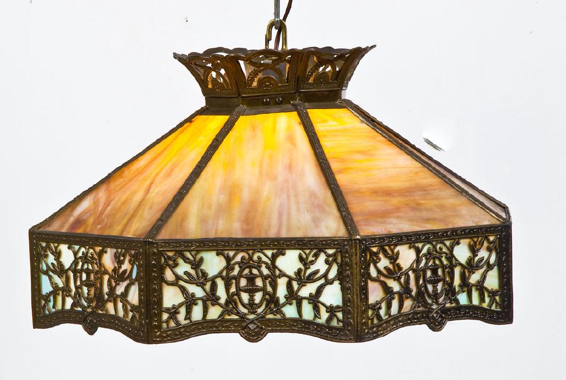Slag Glass Octagonal Hanging Lamp (1 of 7)