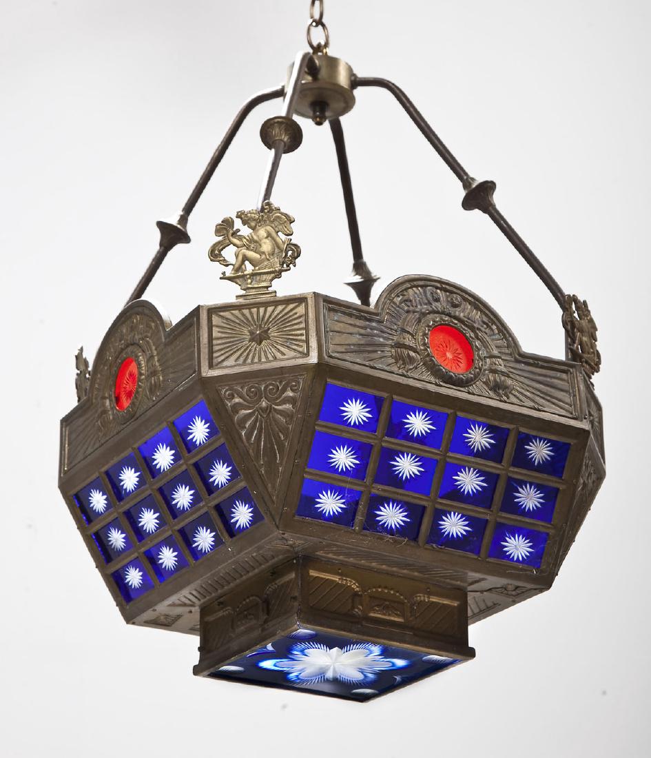 Art Deco Pressed Brass Hanging Lamp (1 of 5)