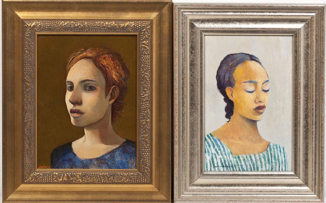 Michael Chambers (American, 21st Century): DESCRIPTION: Michael Chambers (American, 21st century). Two oil portraits on canvas. Signed to lower left corners "Chambers". In gilt frames. Includes: 1) "L. Ruffin". 11-1/4" x 8-1/2". Overall with f