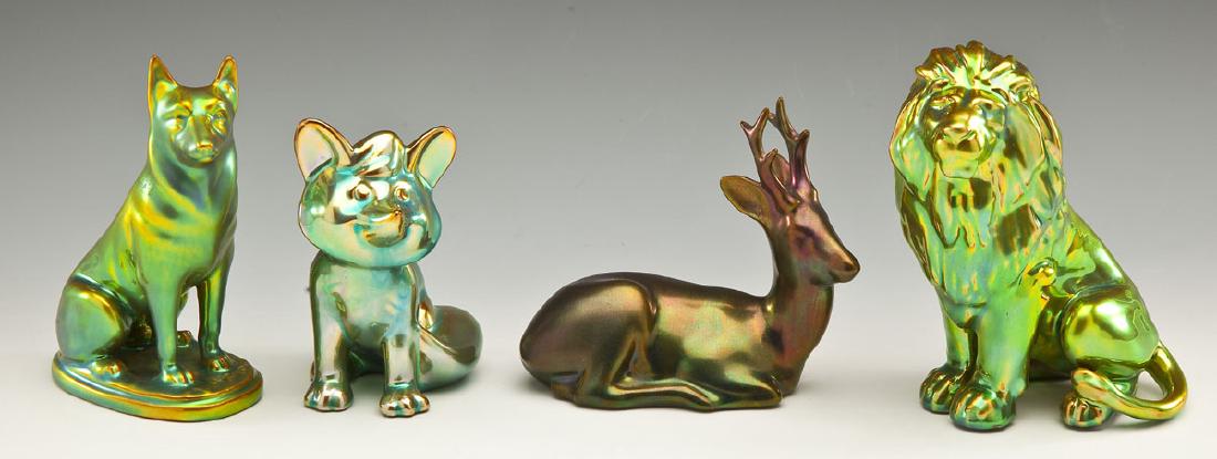 4 Zsolnay Green Eosin Animal Figures (1 of 4)