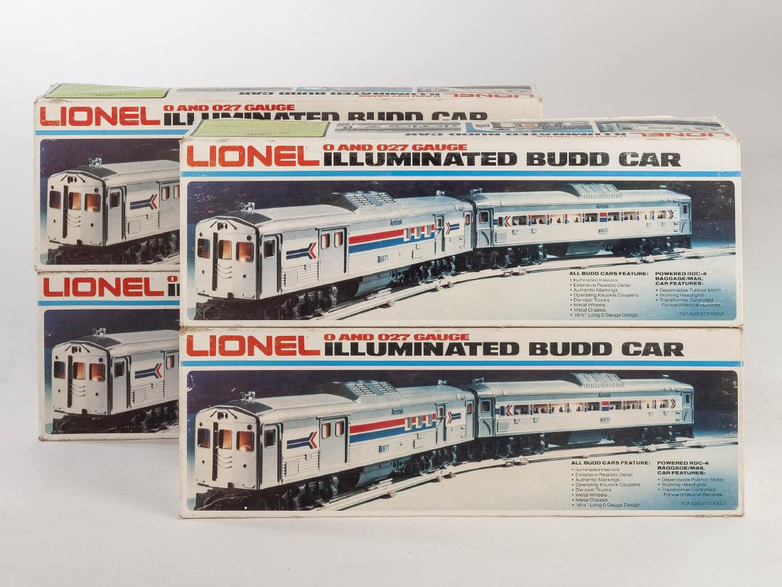 4 Lionel Amtrak Budd Cars in OBs (1 of 2)