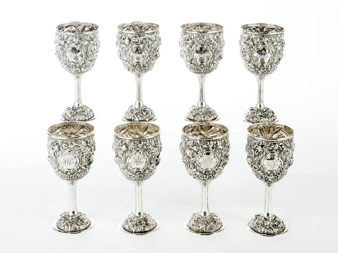 8 Stieff Sterling Repousse Goblets (1 of 6)