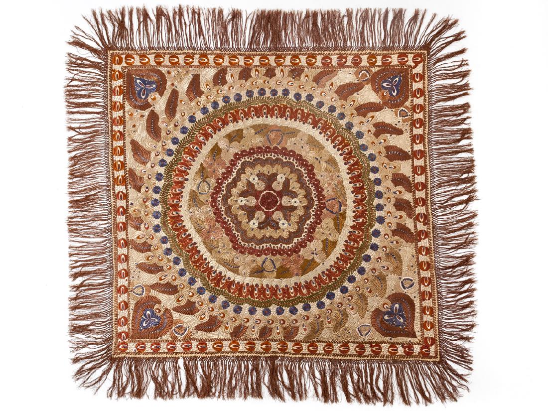 Antique Hungarian Matyo Embroidered Table Cover (1 of 4)