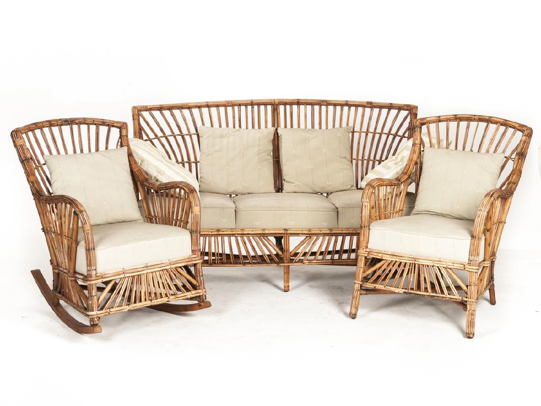 3 Piece 19th C Rattan Porch Set (1 of 3)