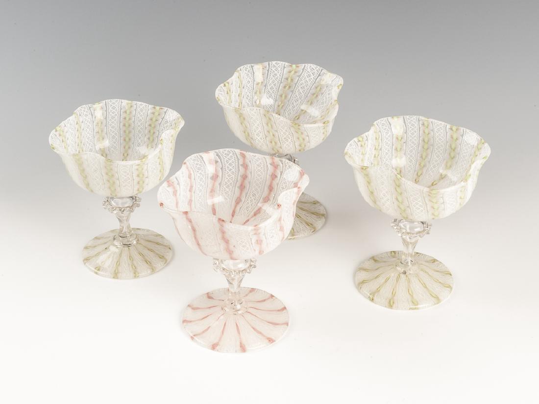 4 Venetian Latticino Glass Sherberts (1 of 2)