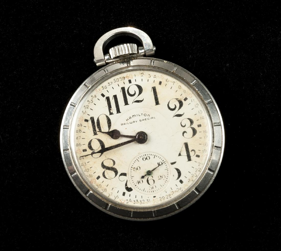 Hamilton Railway Special Model 992B Pocketwatch: 21 jewel. Hamilton stainless case, Lancaster PA. Running.