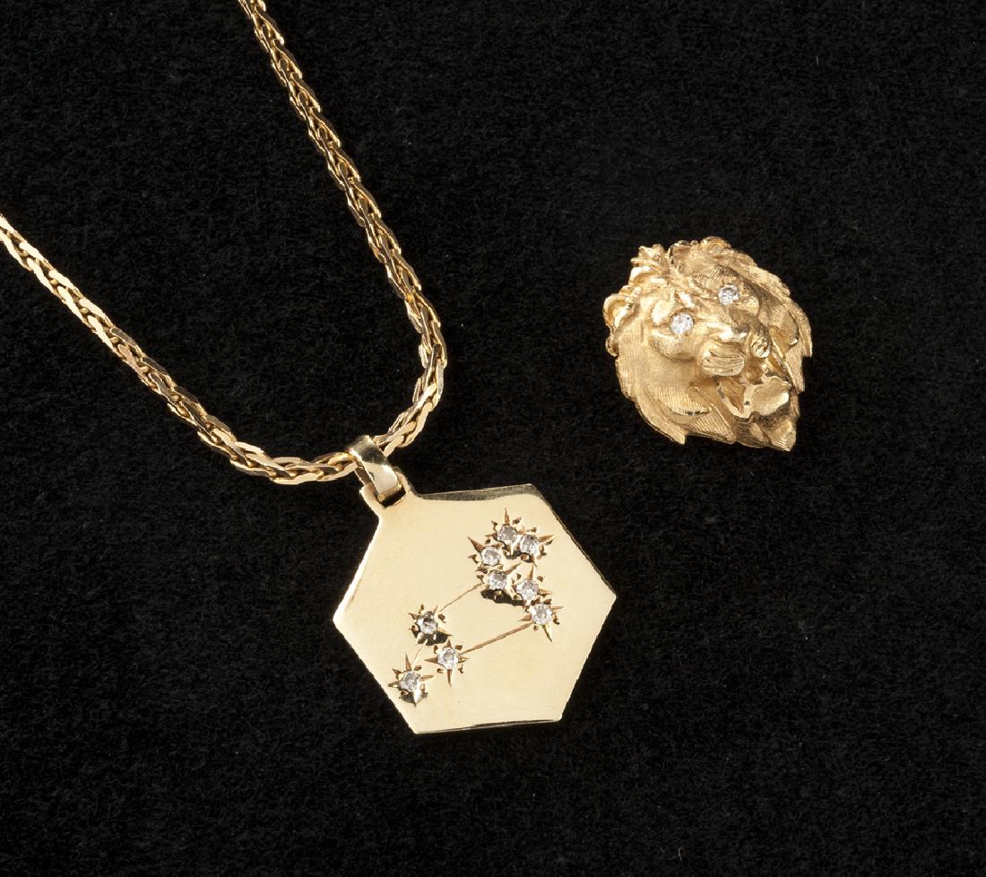 2 14K Leo Pendants & Chain (1 of 1)