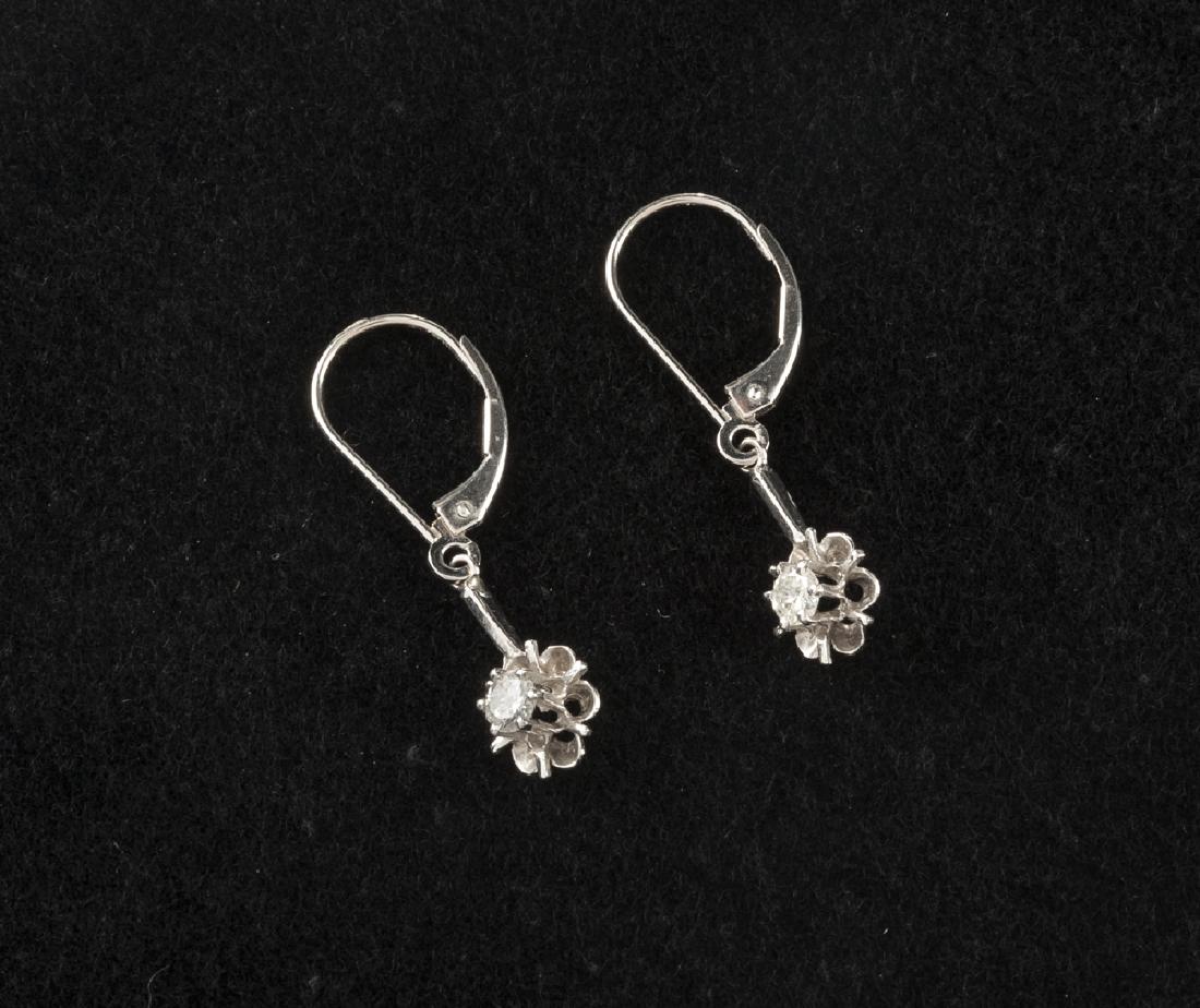 14K White Gold Diamond Flower Earrings (1 of 1)