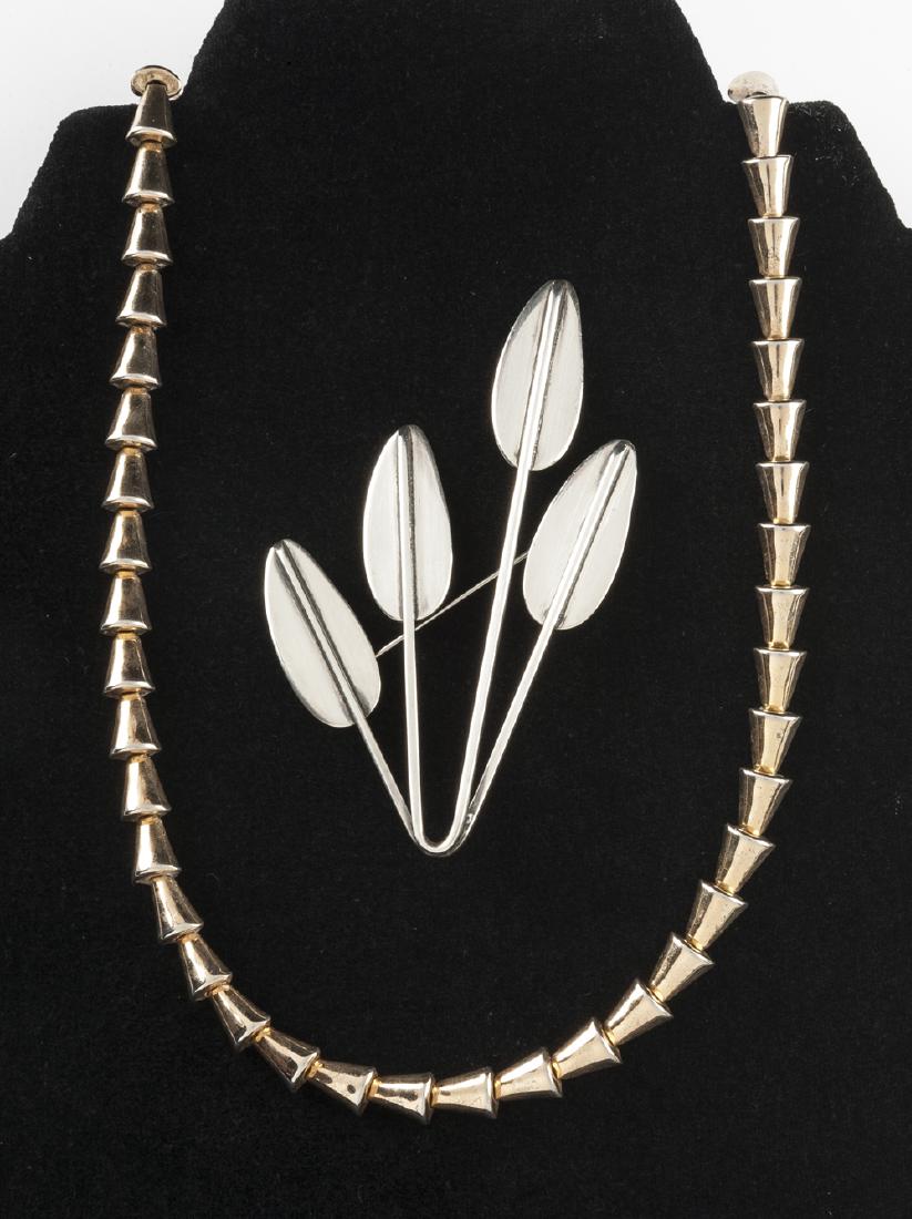 Sterling Modernist Pin Jeray Sterling Necklace