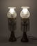 Pair of Victorian Style Hurricane Lamps - 2