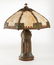 Slag Glass & Painted Metal Table Lamp