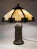 Slag Glass & Painted Metal Table Lamp - 2