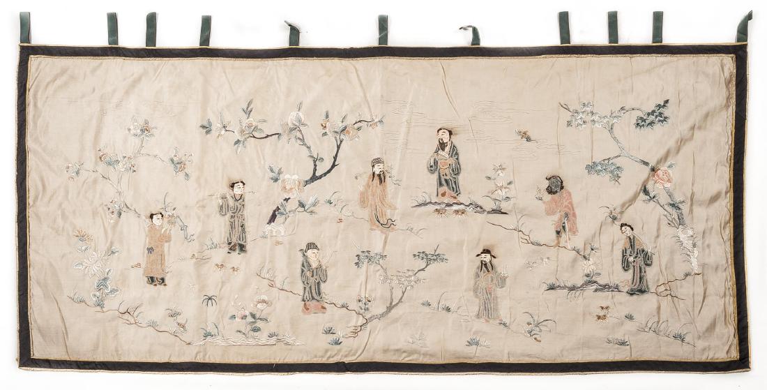 Chinese Silk Embroidery of the Eight Immortals (1 of 2)