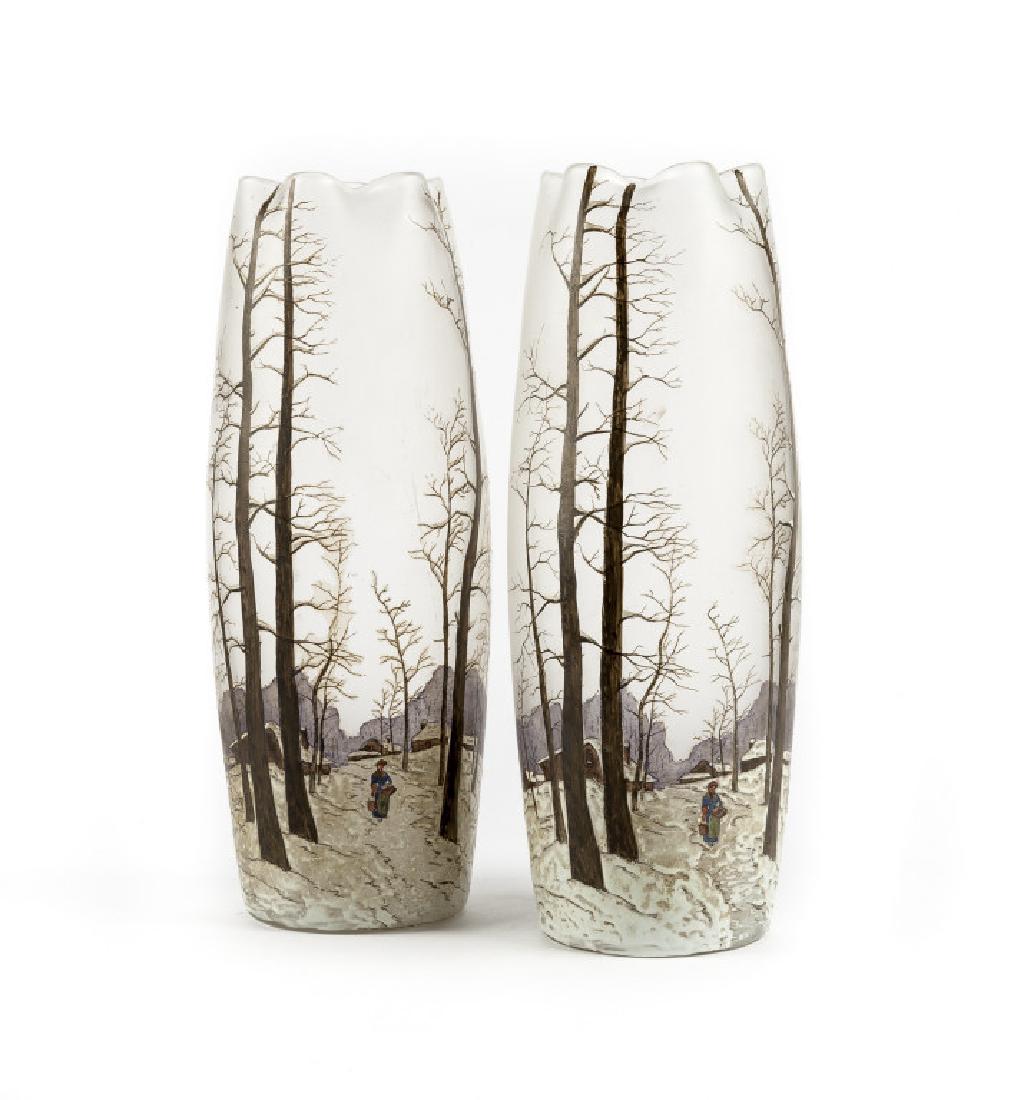 Pair of Tall Legras Scenic Cameo Vases (1 of 4)