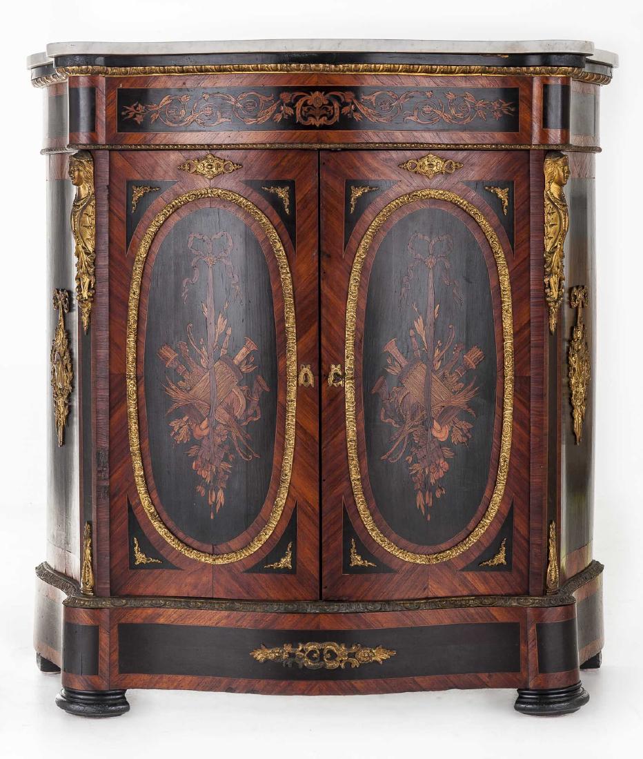 French Marbletop Marquetry Cabinet (1 of 3)