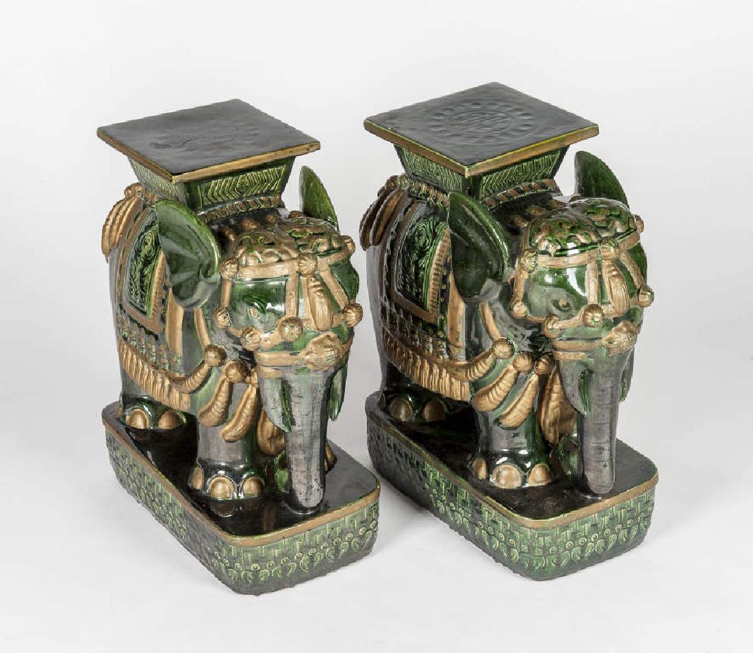 Pair of Ceramic Elephant Garden Stools (1 of 2)