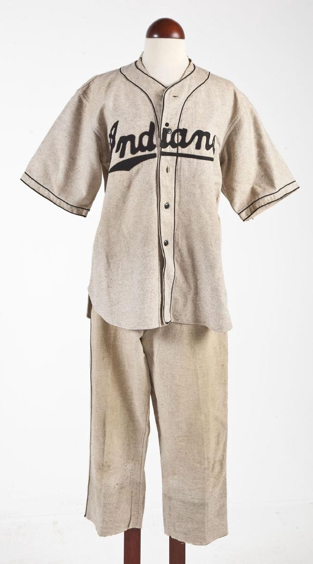 Vintage Indians Wool Baseball Uniform & Mitt (1 of 10)