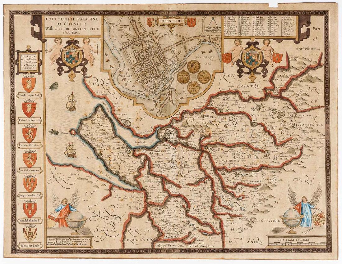 1676 John Speed Countye Palatine of Chester Map (1 of 7)