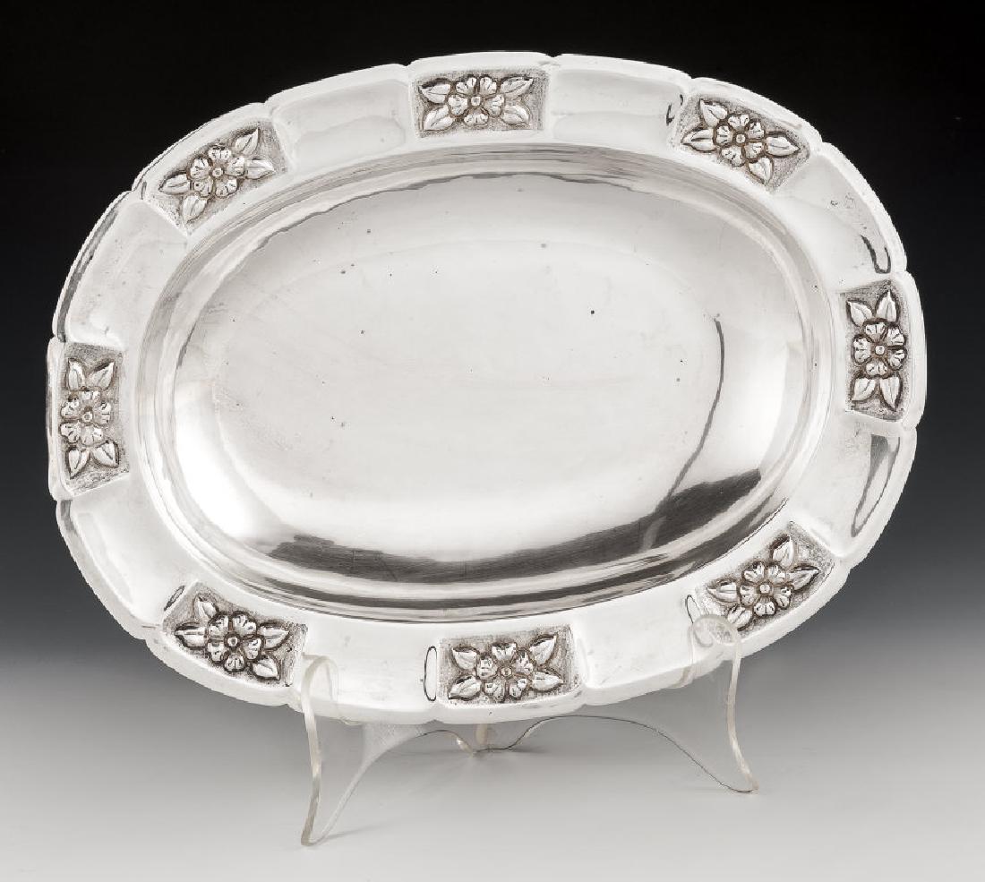 Mexican Silver Oval Serving Bowl (1 of 2)