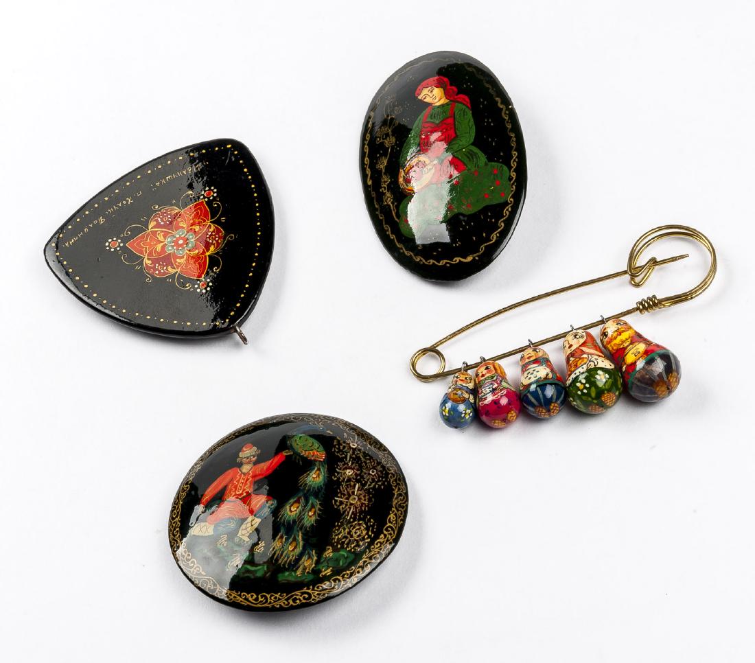 4 Pcs Russian Lacquer Jewelry (1 of 2)